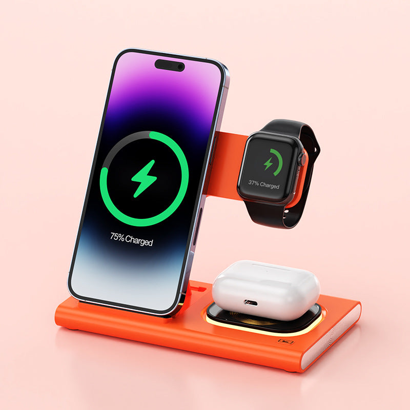 3 IN 1 15W Wireless Charging Charger Magnetic Night Light Gadgets Gym From House Orange