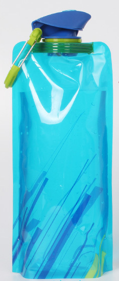 PVC Outdoor Camping Hiking Foldable Portable Water Bags Container Outdoor dealsniper-net Blue 700ml