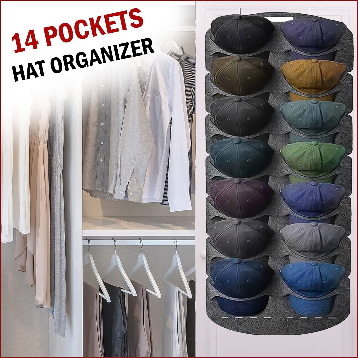 14 Hat Rack Organizer Baseball Holder Storage Cap Hanger Door Wall Stands Hanger Men dealsniper-net