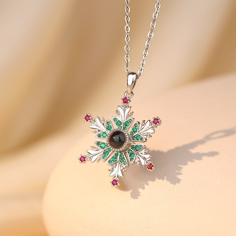 New Christmas Snowflake Necklace With Projection Design Jewelry dealsniper-net