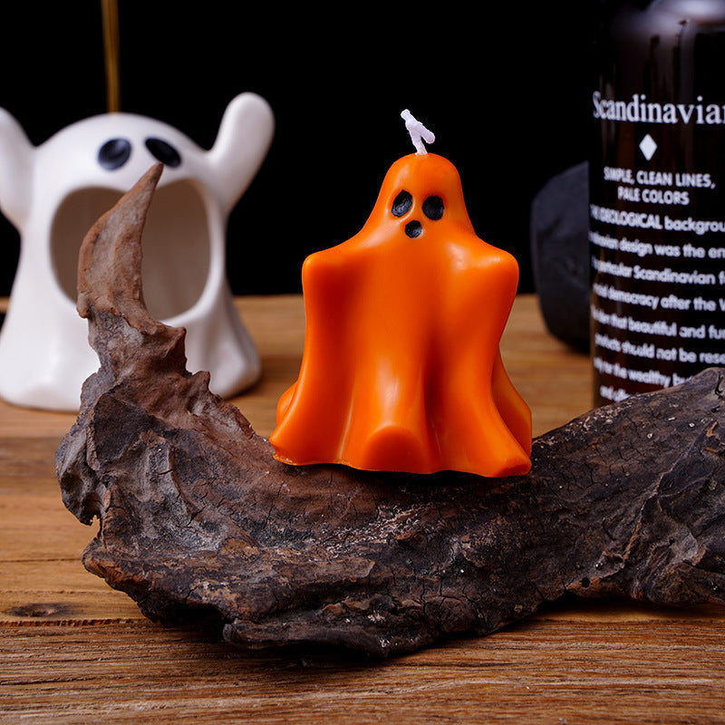 Halloween Candle Creative Ghost DIY Ornaments Holidays DealSniper.net Orange Hug Ghost