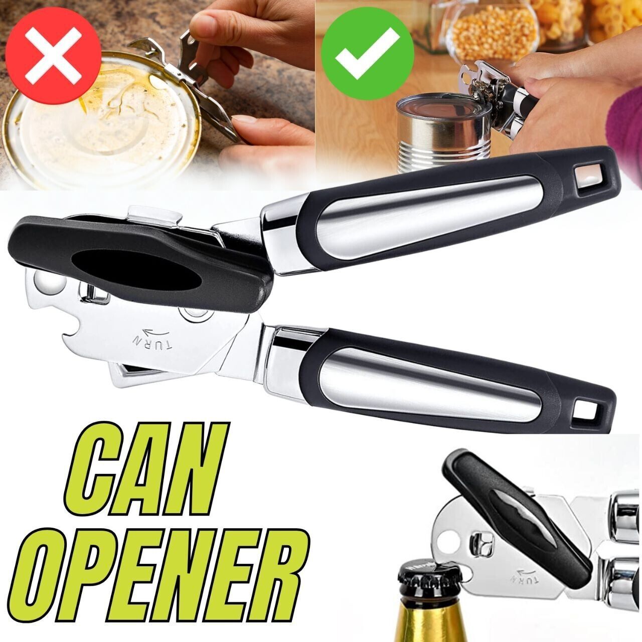 Manual Can Opener Smooth Edge Heavy Duty Opener Kitchen dealsniper-net