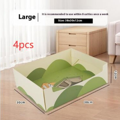 Portable Folding Semi-open Thickened Disposable Litter Box Pets Gym From House Litter Box Large L11 4 Pack