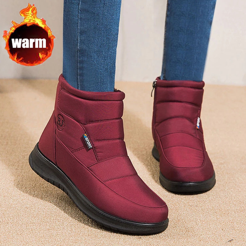 Ankle Boots For Women Non-slip Waterproof Snow Boots Flat Heels Warm Shoes Women dealsniper-net