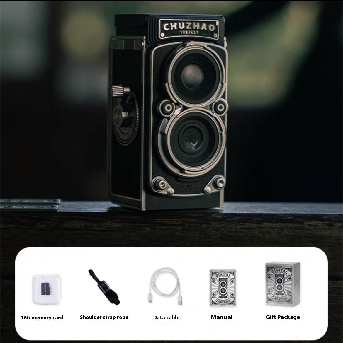 Dual-reverse Digital Camera Retro Portable Mini Small Camera Electronics DealSniper.net Retro Black