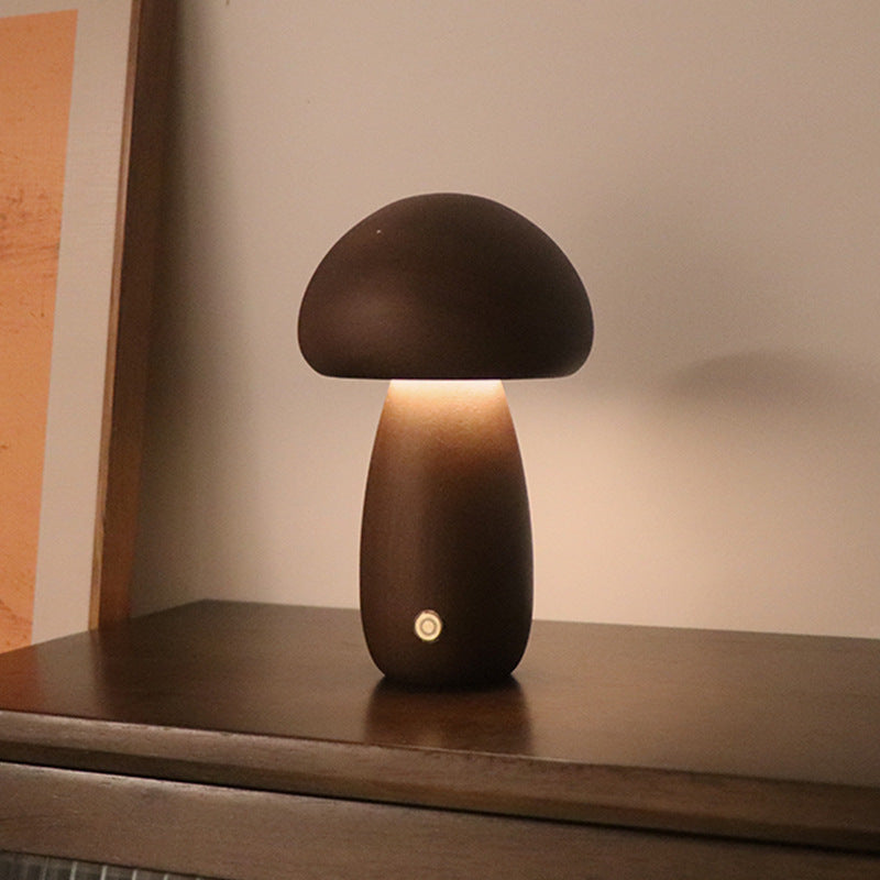 INS Wooden Cute Mushroom LED Night Light Home Decor dealsniper-net B Walnut color 2.4W