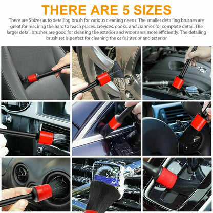 13pcs Car Detailing Brush Kit Boar Hair Vehicle Auto Engine Wheel Clean Brushes Vehicle dealsniper-net