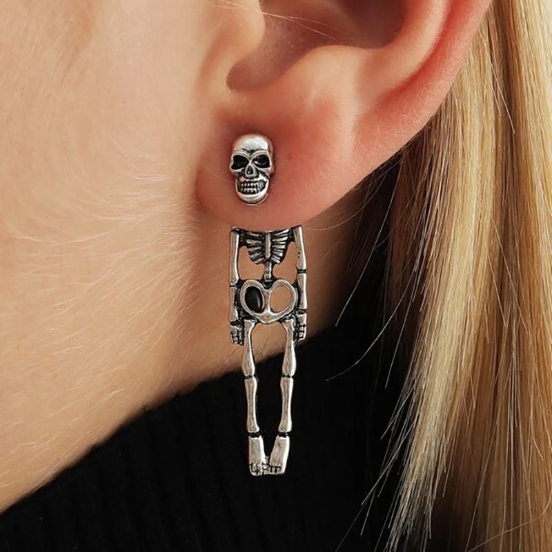 Halloween Earrings Skull Simulation Human Skeleton Detachable Stud Earrings Jewelry dealsniper-net