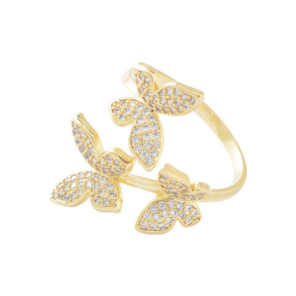 Butterfly Ring Female Niche Diamond Temperament Ring Jewelry dealsniper-net Gold