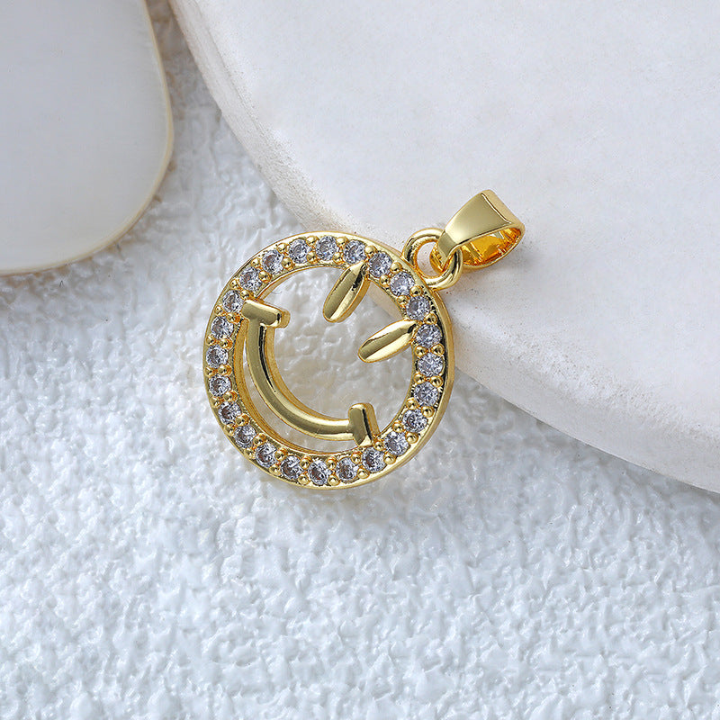 Fashionable Commuter Trendy Micro-Inlaid Zircon Ice-Type Necklace Jewelry Gym From House D601j smiley face