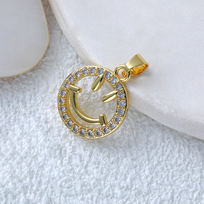 Fashionable Commuter Trendy Micro-Inlaid Zircon Ice-Type Necklace Jewelry Gym From House D601j smiley face