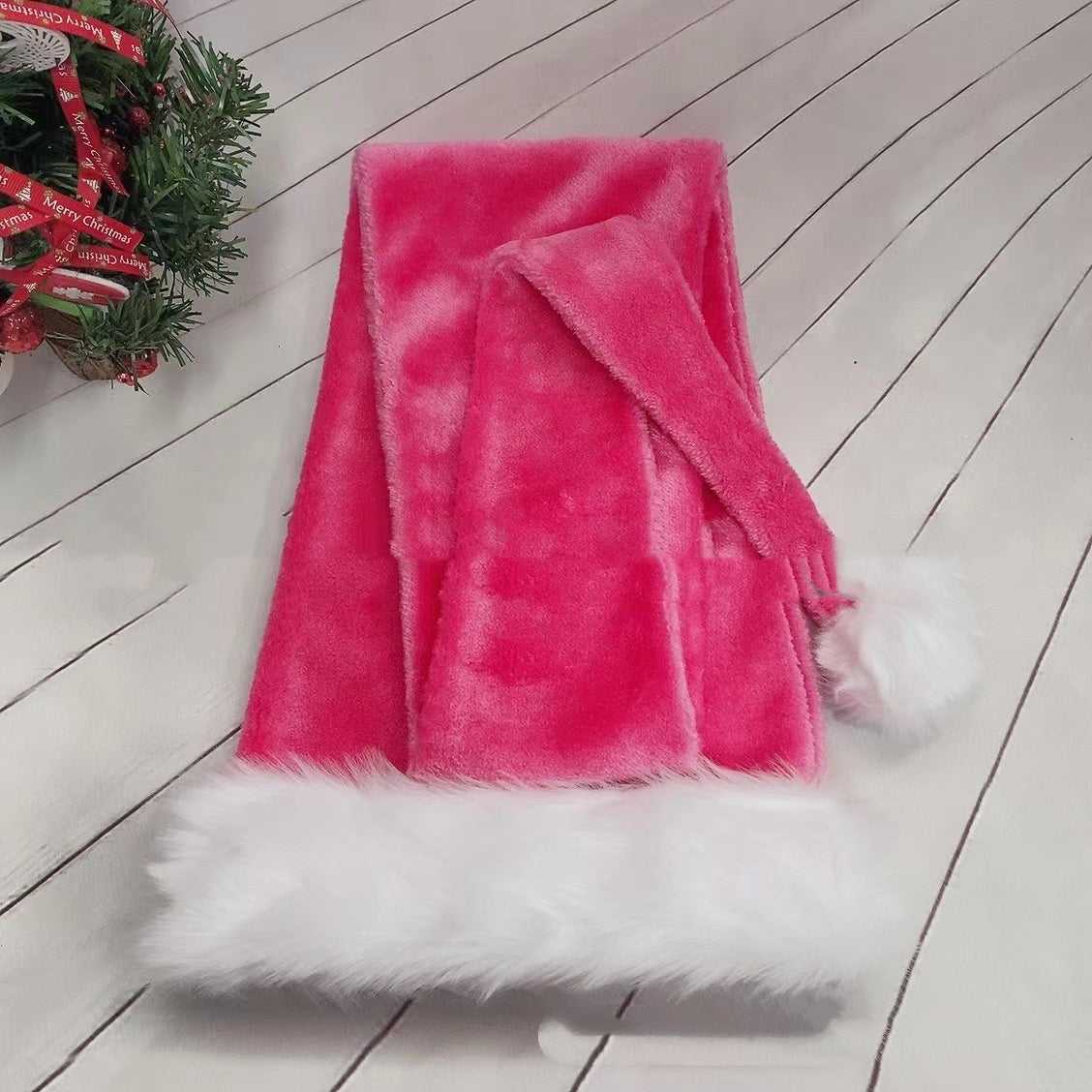 Extra Long Christmas Santa Hat Plush Christmas Decorations Holidays DealSniper.net Pink 30x150cm