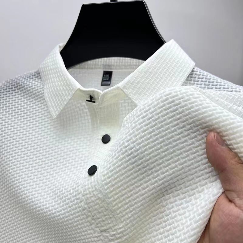 Men's Polo Shirt Mesh Ice Silk Short Sleeve T-shirt Men Gym From House