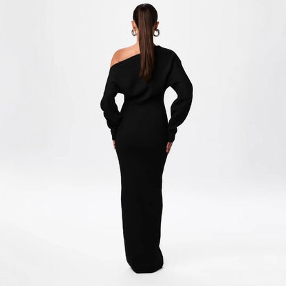 Ins Slim Long Sleeve Knitted Dress Evening Party Dresses Women Gym From House