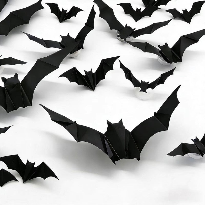12-36pcs Bats Wall Decor Halloween Decorations With LED Lights Holidays DealSniper.net
