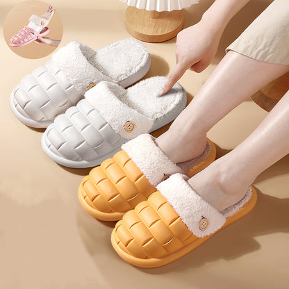 Plaid Slippers EVA Detachable Slippers Cozy Nonslip Warm Plush Shoes Winter House Shoes For Women Women dealsniper-net