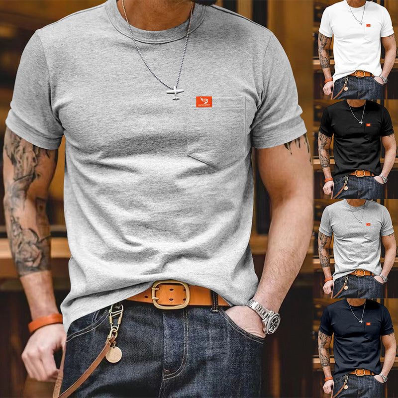 Plus Size Solid Color T-shirt Trendy Casual Short Sleeve Men Men Gym From House
