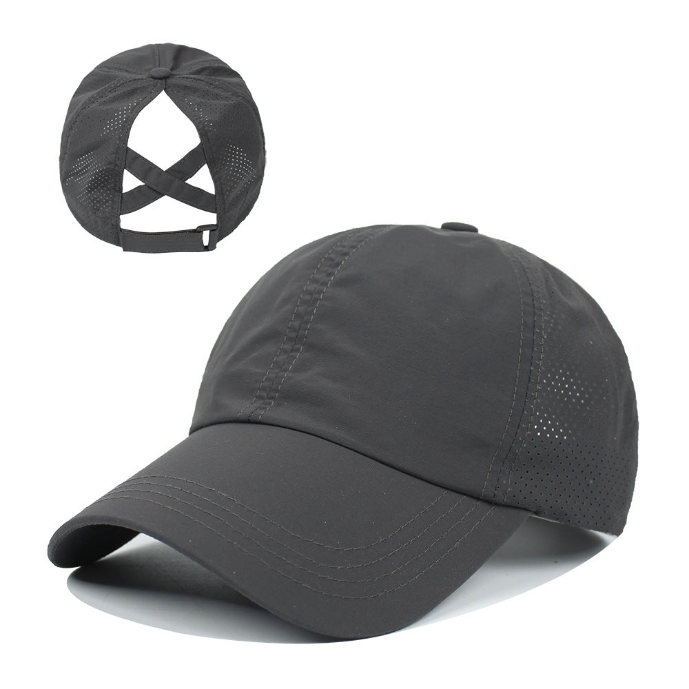 Women's New Outdoor Sports Ponytail Baseball Hat Women Gym From House Dark Grey adjustable