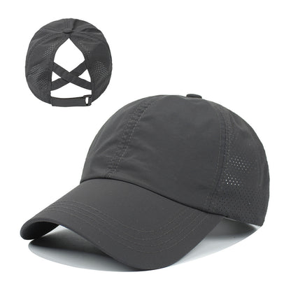 Women's New Outdoor Sports Ponytail Baseball Hat Women Gym From House Dark Grey adjustable