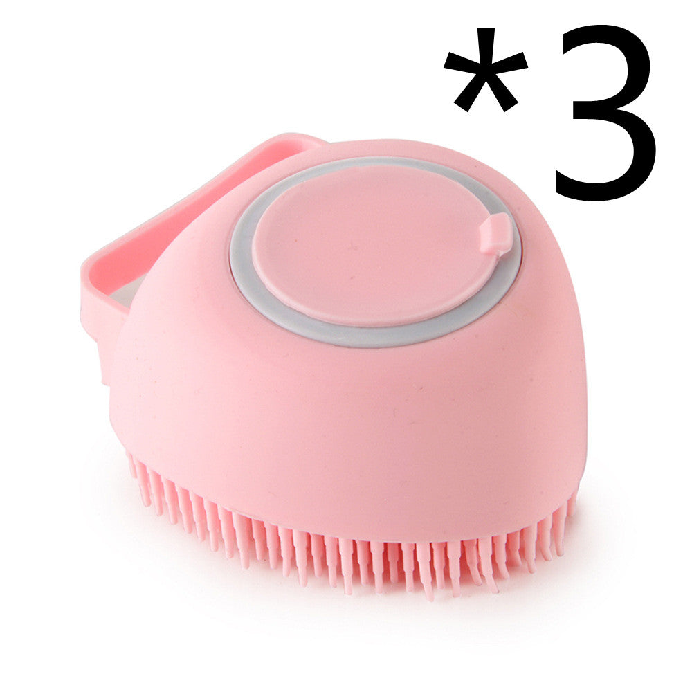 Silicone Dog Bath Massage Gloves Brush Pet Cat Bathroom Cleaning Tool Pets dealsniper-net Pink 3PC Heartshaped