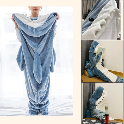 Home Soft Flannel Shark Blanket Hoodie Home dealsniper-net