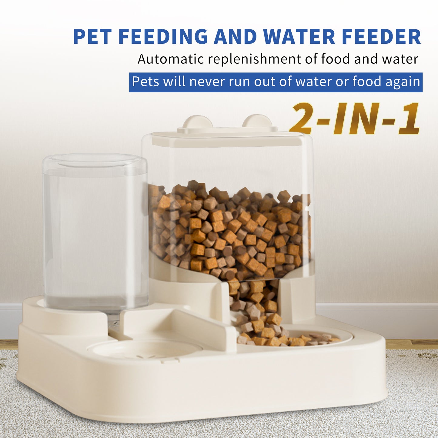 Transparent And Visible Pet Feeding And Drinking Dispenser Pets Gym From House White