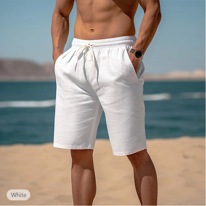 Summer Drawstring Shorts Elastic Waist Straight Pants Beach Men DealSniper.net