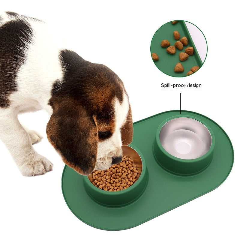 Pet Anti-skid Anti-splash Silicone Stainless Steel Bowl Pets Gym From House