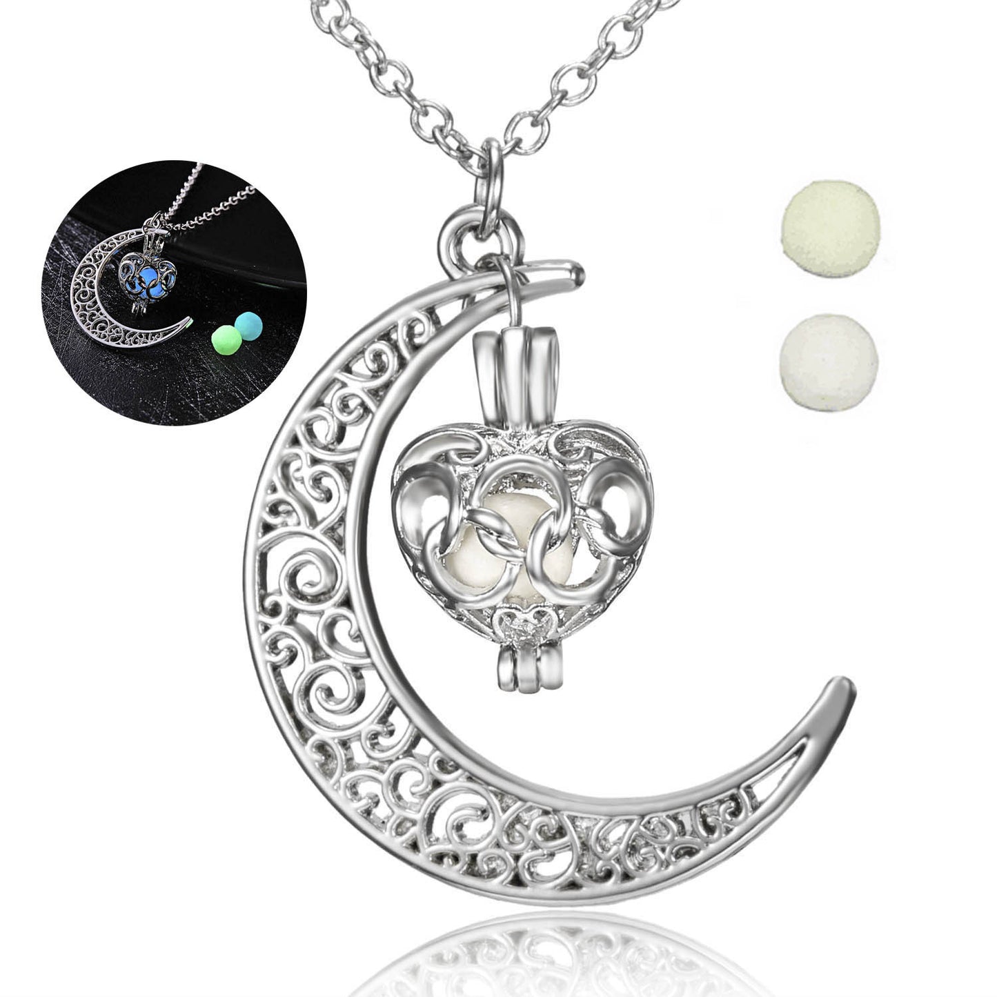 Glow In The Dark Necklace Moon Square Heart Necklaces Jewelry Gym From House Moon love