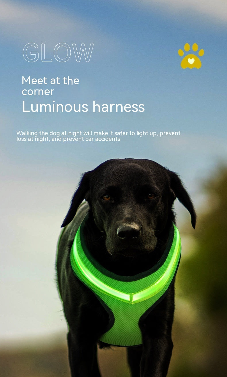 LED Luminous Dog Harness Led USB Charging Dog Chest Vest Pets dealsniper-net