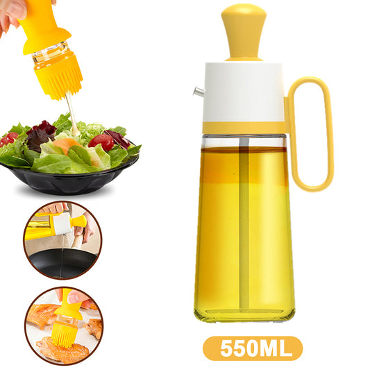 2 In 1 Oil Dispenser With Silicon Brush BBQ Oil Spray Glass Bottle Kitchen dealsniper-net