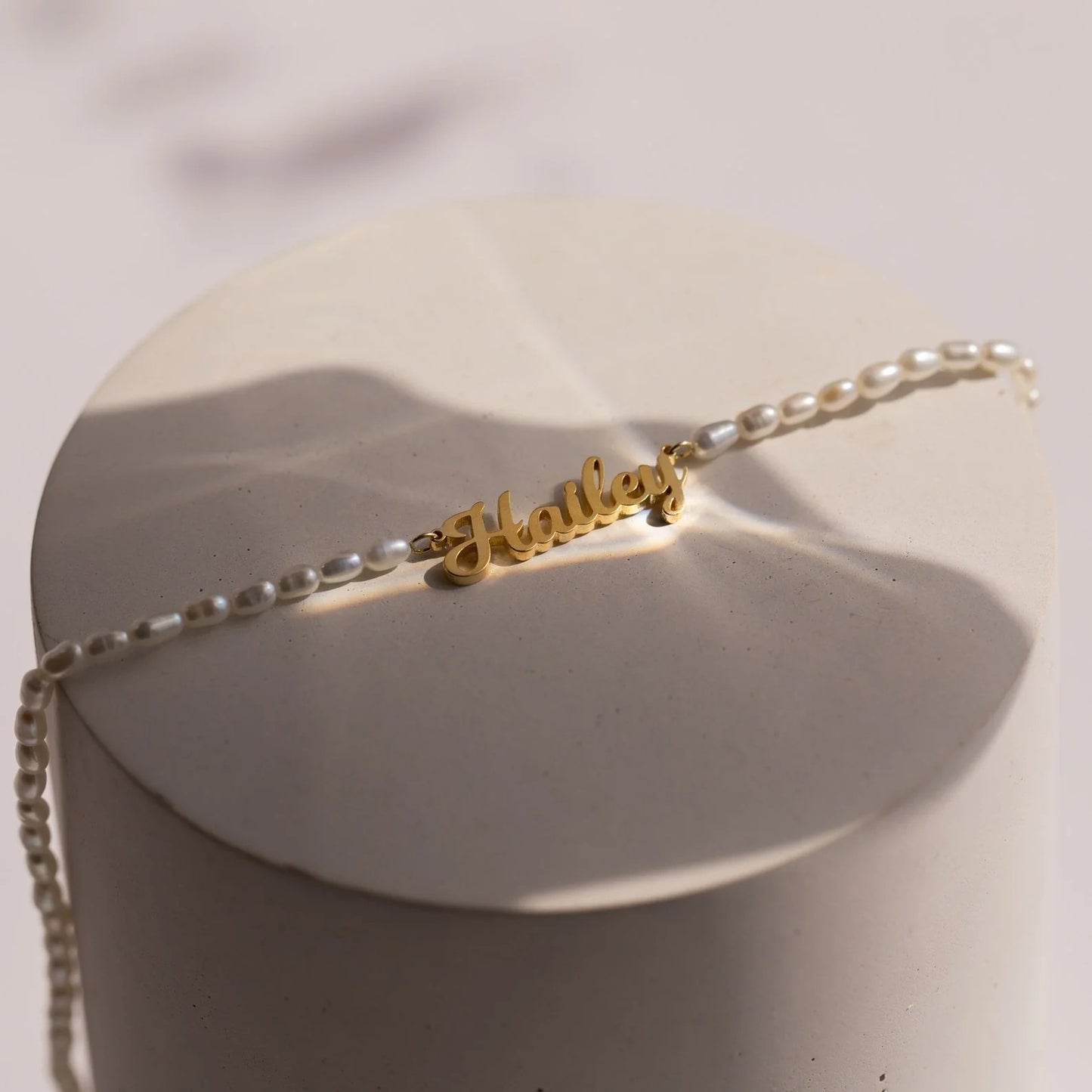 Personalized Custom Name Pendant Fashion Pearl Beaded Necklace Jewelry DealSniper.net Gold 30cm plus 5cm extension chain