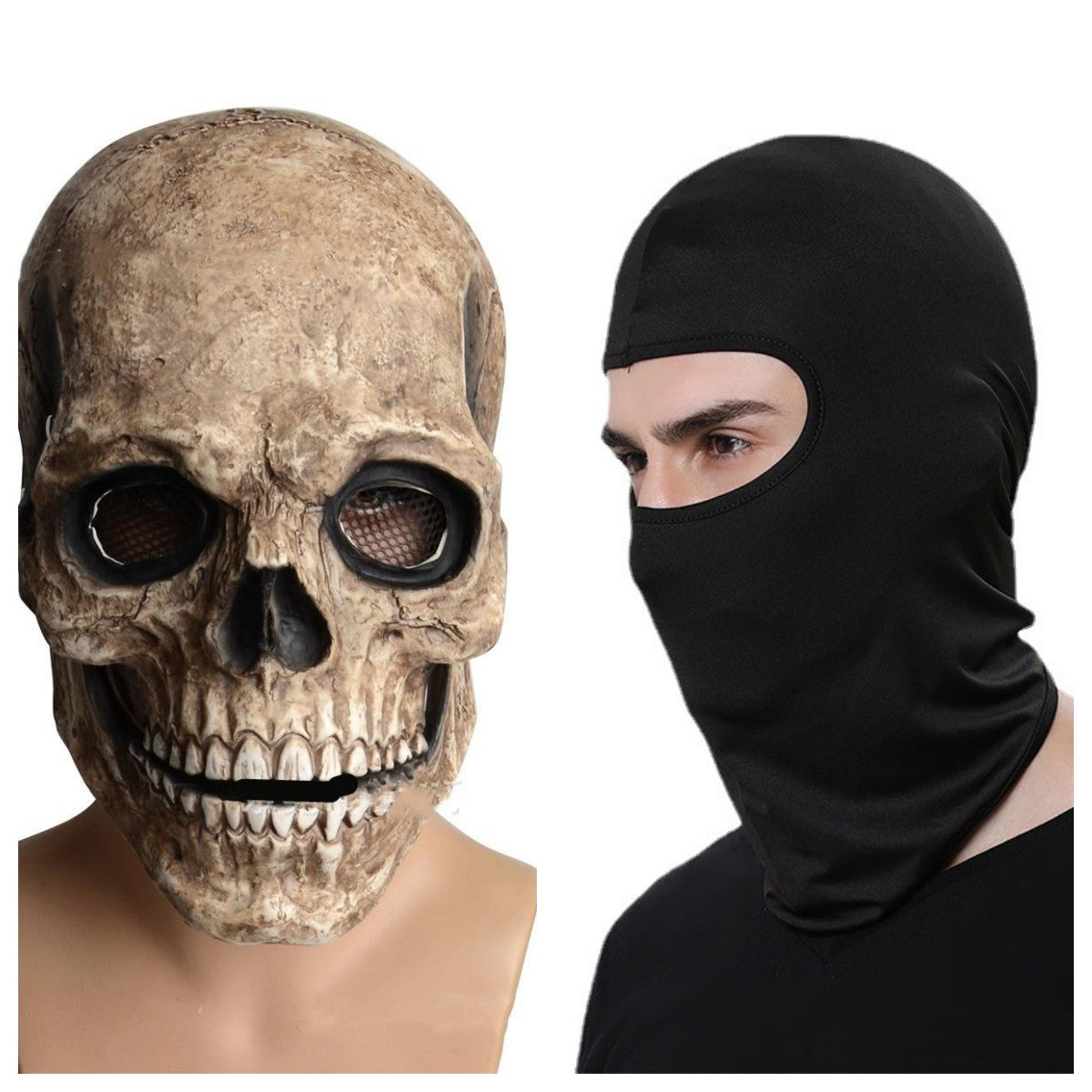 Full Head Skull Mask Helmet With Movable Jaw 3D Skeleton Skull