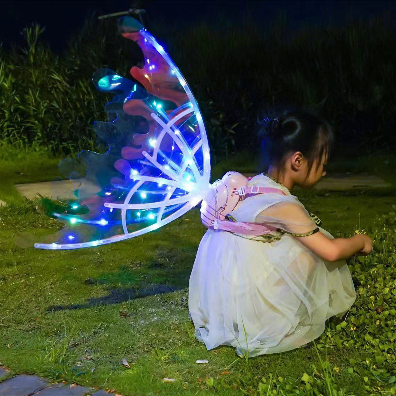 Girls Electrical Butterfly Wings With Lights Glowing Shiny Dress Kids dealsniper-net