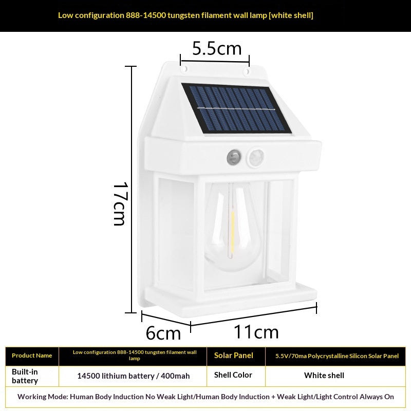 Outdoor Solar Tungsten Wall Light With Motion Sensor IP65 Outdoor DealSniper.net White Style14500 1PC