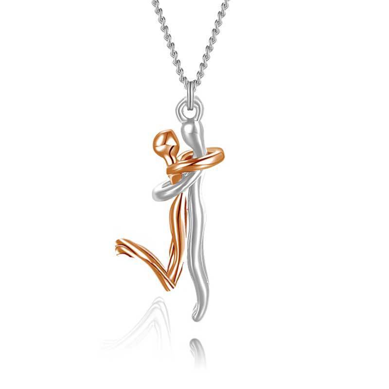 18K Love Hug Necklace Couple Anniversary Valentine's Day Gift Jewelry dealsniper-net Rose Gold L