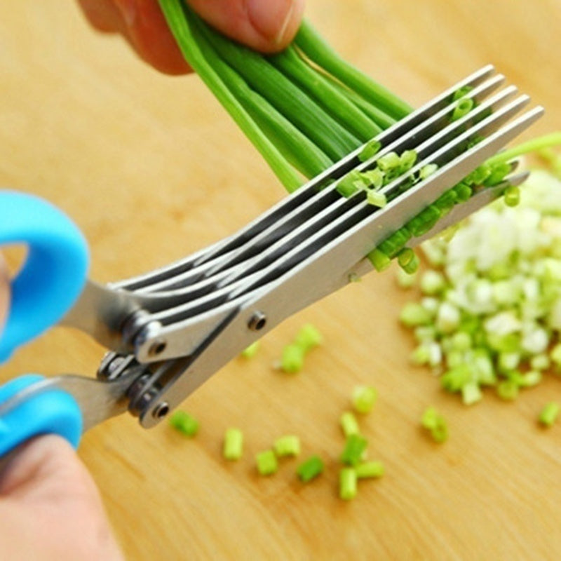 Multifunctional Multi-layer Green Onion Scissors Stainless Steel Kitchen dealsniper-net