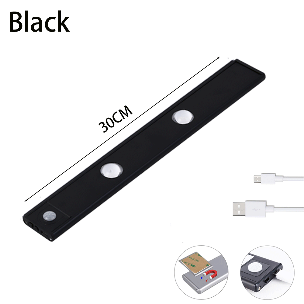 USB LED Night Light Motion Sensor Wireless Thin LED Home DealSniper.net Black 30cm 1PC
