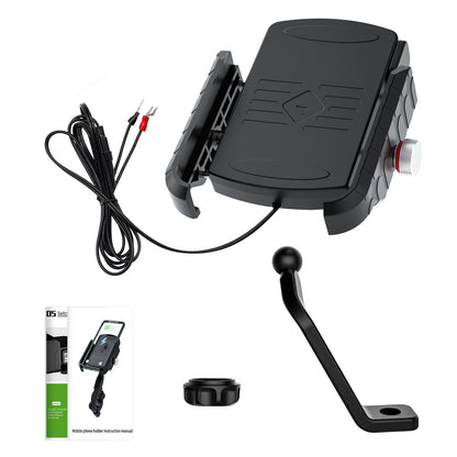 Wireless Charging Phone Holder For Motorcycle Vehicle DealSniper.net Black