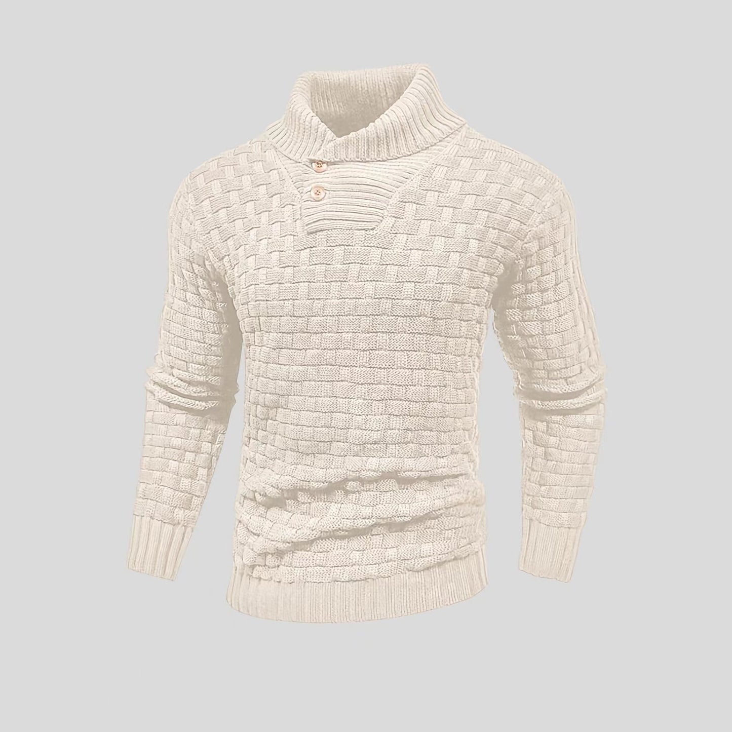 Men's Slim Turtleneck Sweater With Button Design Fashion