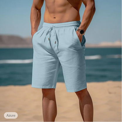Summer Drawstring Shorts Elastic Waist Straight Pants Beach Men DealSniper.net Light Blue L