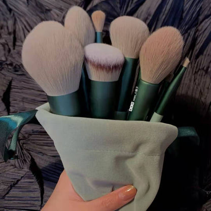 13Pcs Makeup Brush Set Make Up Concealer Brush Blush Powder Beauty dealsniper-net 13 Green Cloth Bags