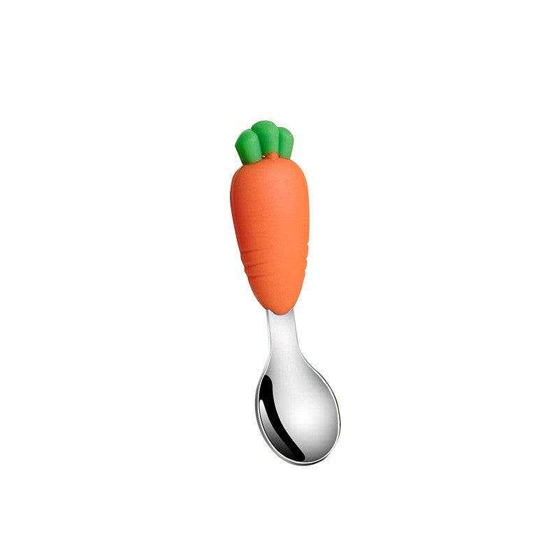 Children's Silicone Dining Plate Set Kitchen DealSniper.net Radish spoon Bagged