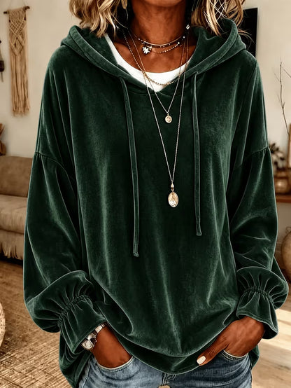 Women Fall Winter Loose Drawstring Velvet Hooded Sweatshirt Women Gym From House