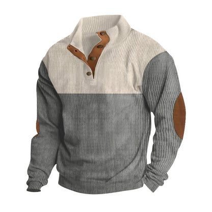 Casual Button Stand-collar Long Sleeve Pullover Sweatshirt Men DealSniper.net Grey L