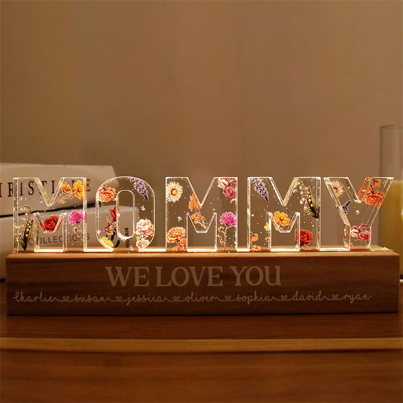 Mother's Day Custom Flower Printed LED Night Light Creative Home Decor Gym From House