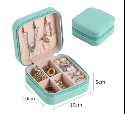 Creative travel portable jewelry box earrings earrings jewelry storage box leather small jewelry bag Jewelry dealsniper-net Blue A