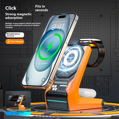 Magnetic Three-in-one Wireless Charger Mobile Phone Holder Electronics Gym From House