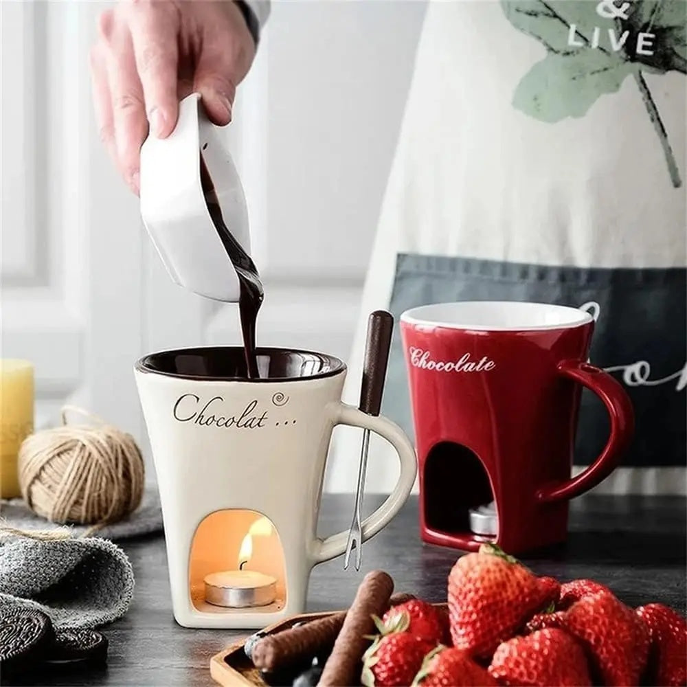 Fondue Mug Set Personal Mini Fondue Pots Chocolate Kitchen DealSniper.net
