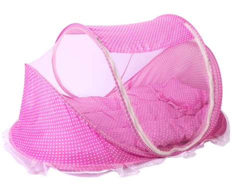 Foldable Baby Bed Net With Pillow Net 2pieces Set Kids DealSniper.net Pink